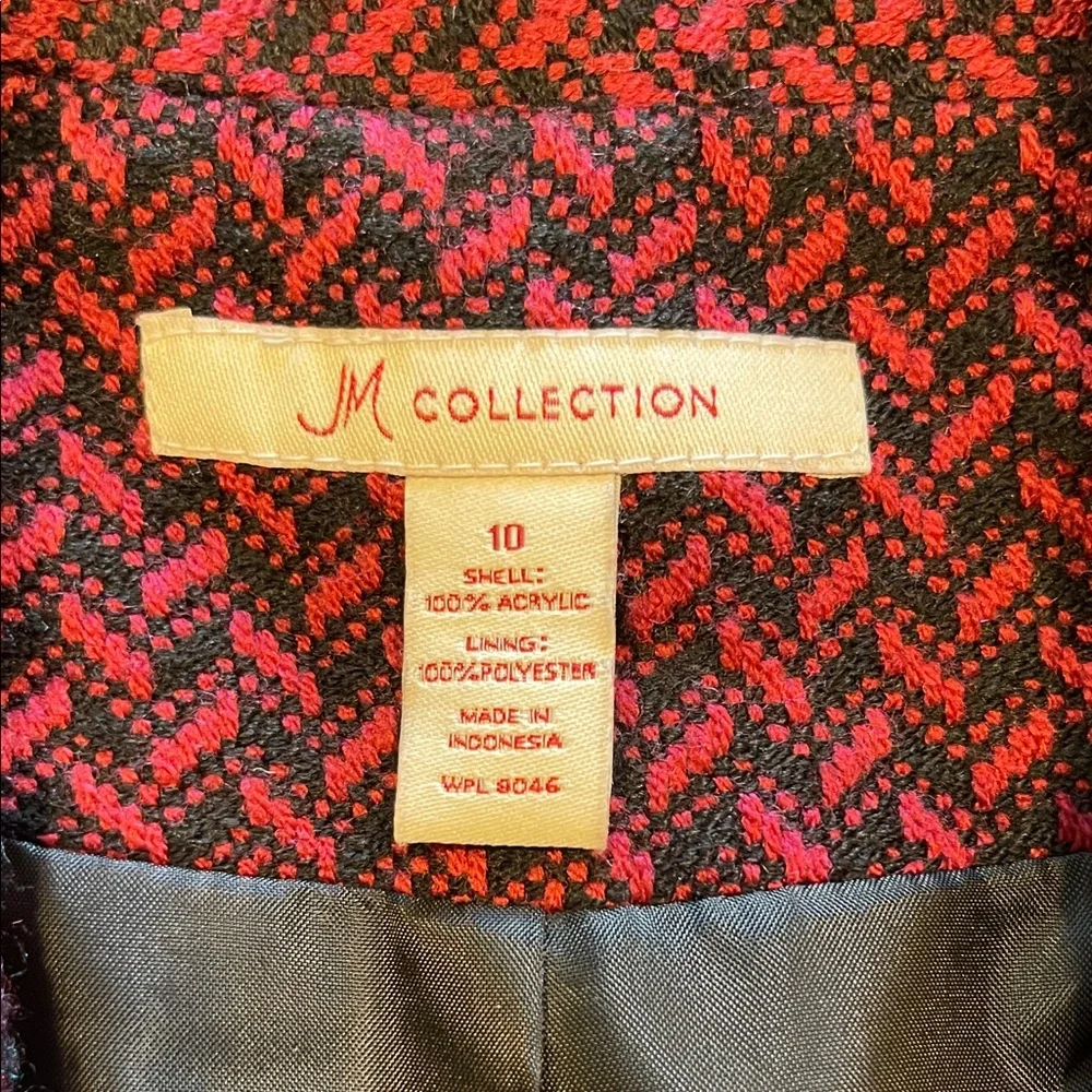 JM Collection Maroon Patterned Blazer - Picture 9 of 9